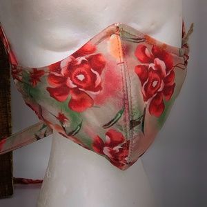 Satin Rose Handmade Face Mask Adjustable Ties~NEW!